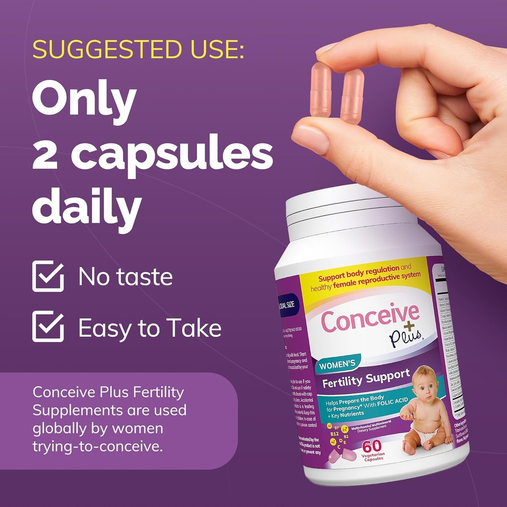 CONCEIVE PLUS Ovulation + Women's Fertility Combo, Supports Fertility and Ovarian Regulation, 60 + 120 Capsules
