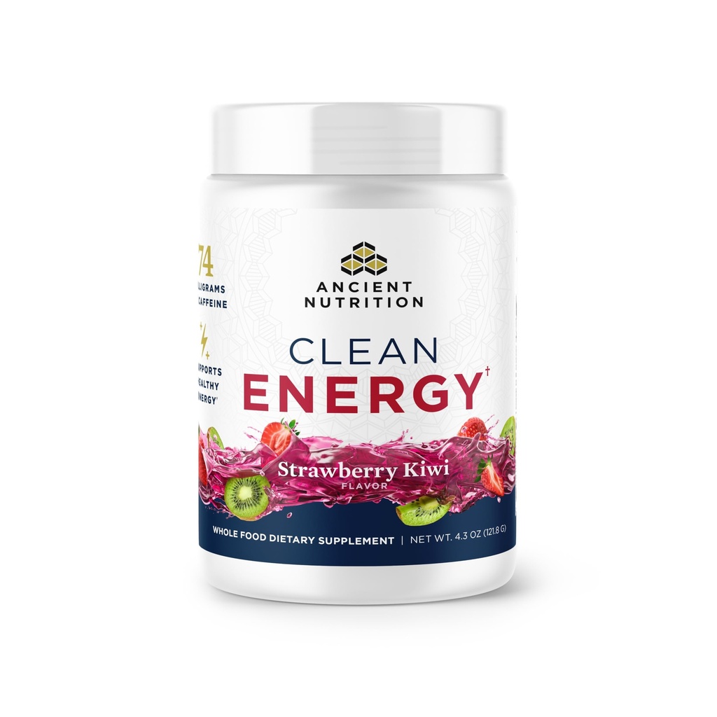 La nutrition ancienne Poudre d'énergie propre, Kiwi fraisier, soutient l'énergie saine et la santé cognitive, favorise l'alerte mentale et la concentration, 30 services