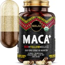 Maju Superfoods 4-in-1 Maca Root Capsule, Biologico Nero, Giallo e Rosso Roots w Estratto di pepe nero per l'assorbimento (120 ct) | Prodotto Perù, Polvere peruviana, Men & Women Supplement, 60.000 mg