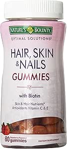 Natures Bounty Optimale Lösungen, Haare, Haut und Nägel Gummi mit Biotin 80 Count (Pack von 2)