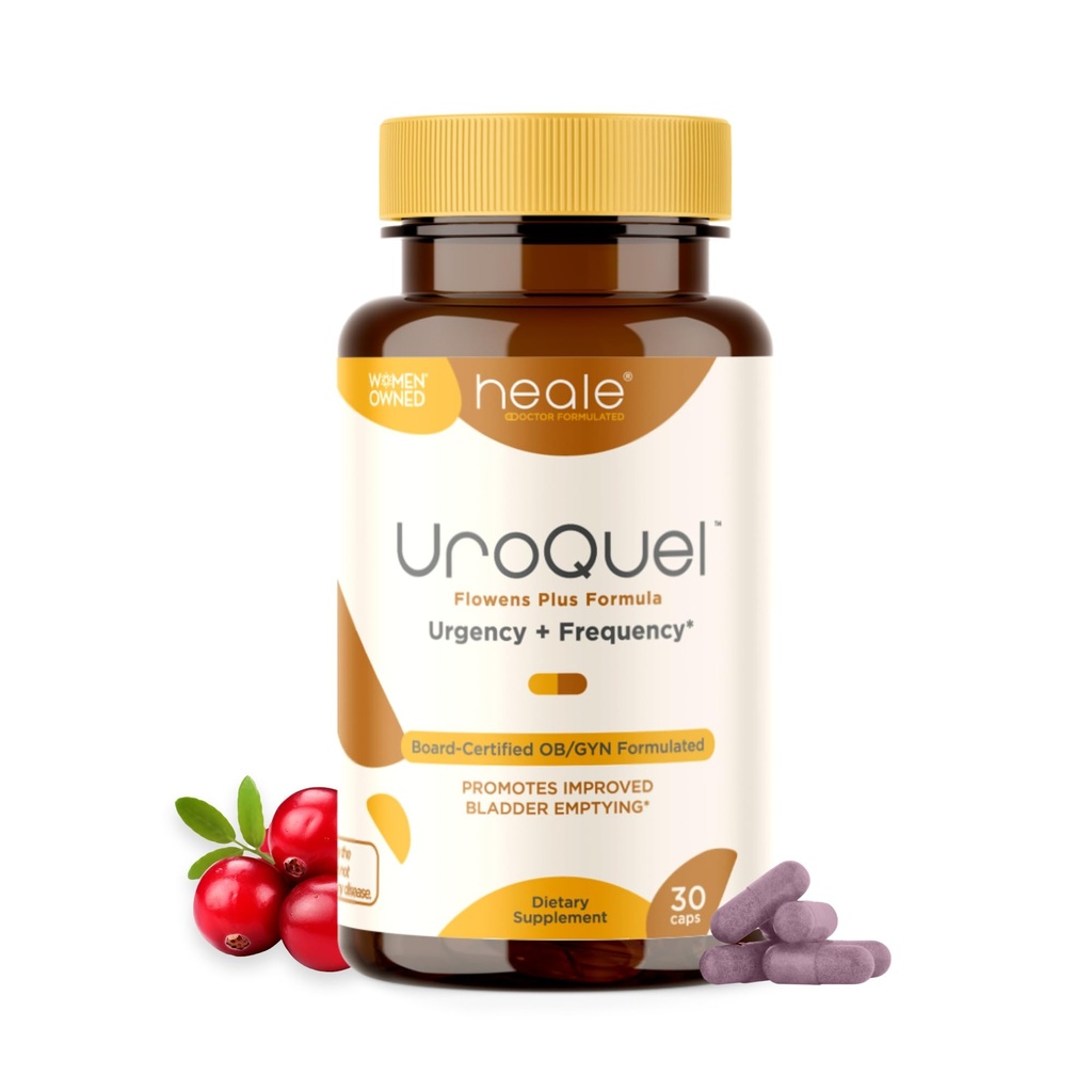 UroQuel - Natural Bladder Control Cranberry Supplemento - Ridurre Urgenza del bagno, Frequenza, Incontinenza, con Flowens - OBGYN Formulato - Pillole di mirtillo per le donne e gli uomini - da Heale - 30 capsule