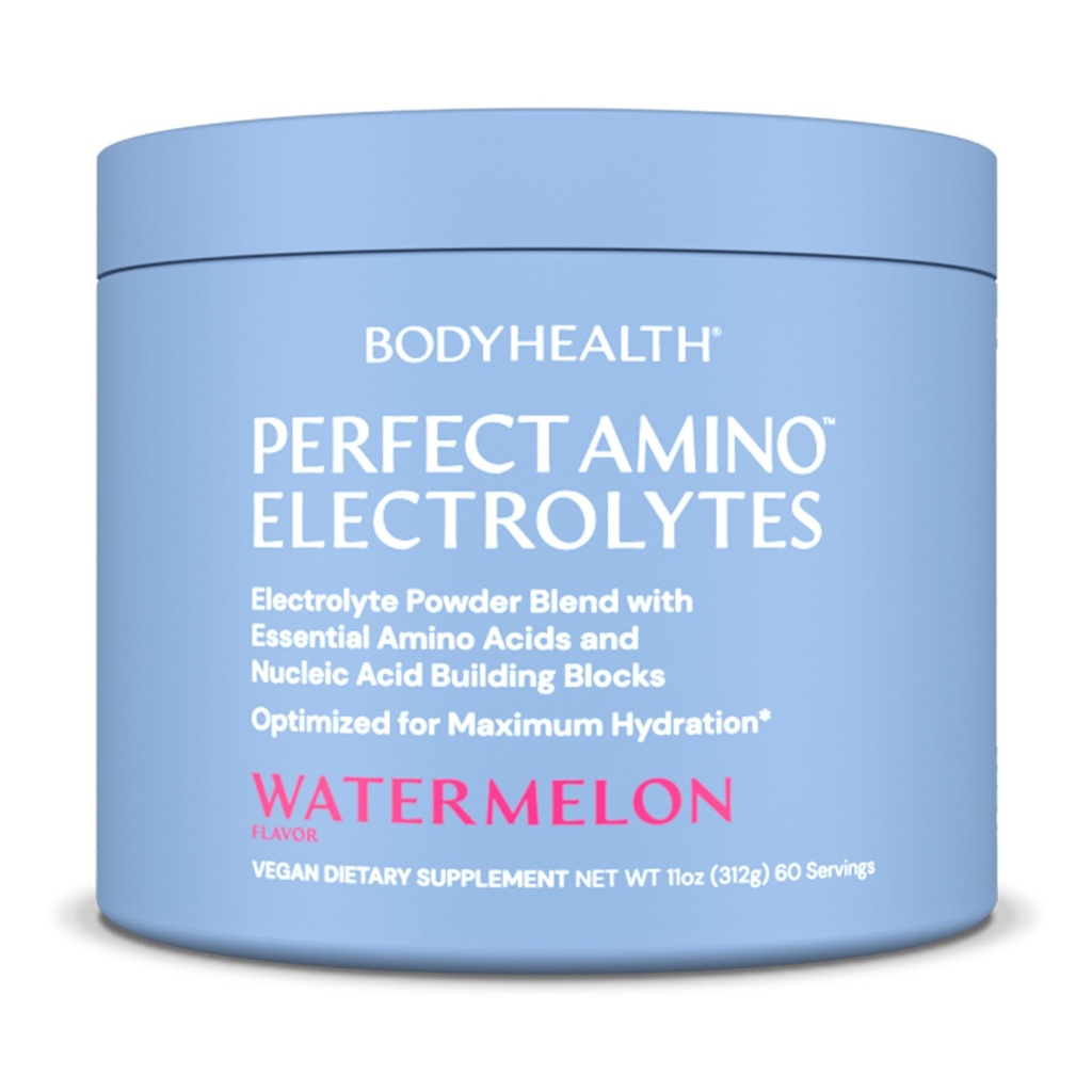 BodyHealth PerfectAmino Electrolytes Polvere senza zucchero, Keto Sugar Free Fasting Electrolytes Drink Mix, Polvere di idratazione con minerali Trace - Watermelon - 60 Serve