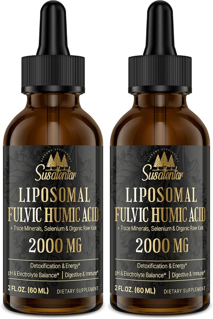 Gocce di elettroliti 2000 MG | Liquid Liposomal Fulvic Humic Acid Supplemento | 85+ Trace Minerals | Idratazione | Detossificazione | Energy | pH Balance | Digestione | Immunity | 4 Oz
