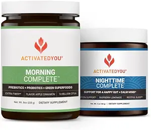 ACTIVATEDYOU Morning Complete Daily Wellness Drink (Apple Cinnamon) Nighttime Complete (Raspberry Lemonade) con Prebiotici, Probiotici e Superfood Verdi, 30 Serve
