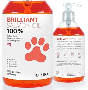 Brillianter Lachsöl für Hunde, Katzen & Welpen | Omega 3 Fischöl Liquid Supplement mit DHA, EPA Fatty Acids | Unterstützt Haut und Mantel, Immunsystem & Joint Function | Hofseth BioCare (10oz)