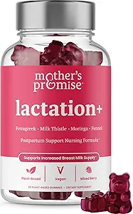Promise Lattazione Supplemento Gummies per l'aumento di produzione del latte materno | Supporto postnatale per l'allattamento al seno, infermieristica e allattamento con fieno greco, Moringa & latte Thistle | Vegan