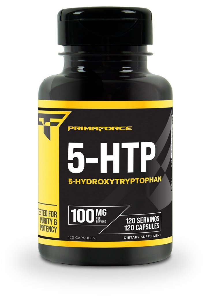 Primaforce 5-HTP 100mg Supplement, 120 Kapseln, 100mg pro Servierung, 5-Hydroxytryptophan