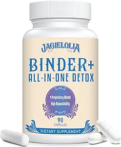 All-In-One Detox Binder Supplemento 1500 MG - Alta biodisponibilità, Liver Gut Detox Cleanse con Charcoal attivato, Zeolite & Bentonite Clay per tossine, fegato, digestivo, 900 Vegan Capsule