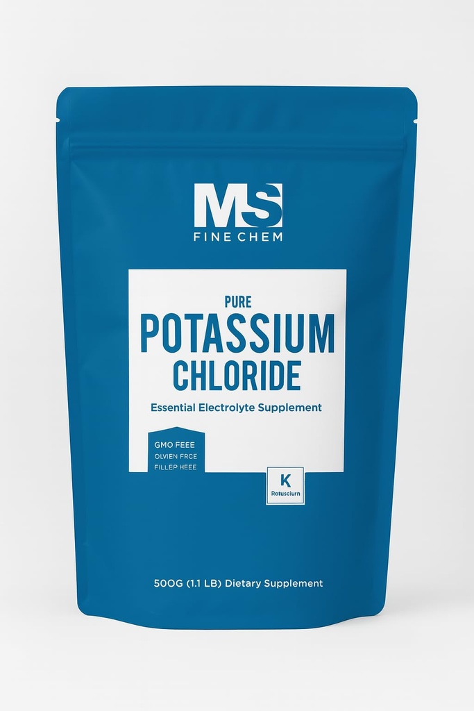 Poudre de chlorure de potassium - 500 grammes - 1,1 lb - Poudre de supplément de potassium, substitut de sel de chlorure de potassium, sel de potassium - sans gluten, 200mg par portion