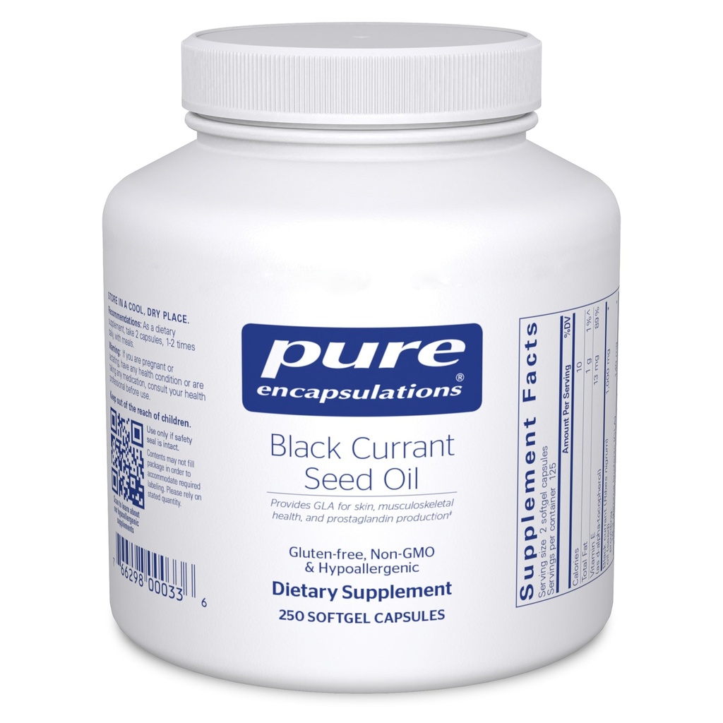 Pure Encapsulations Black Currant Seed Oil | Hypoallergene Nahrungsergänzung | 250 Softgel Kapseln