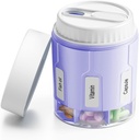 Daviky Pill Bottle Organizer, Ergänzung Organizer mit 7 großen Komponenten, Travel Pill Dispenser Runde Pille Box mit zwei Lids(Purple)