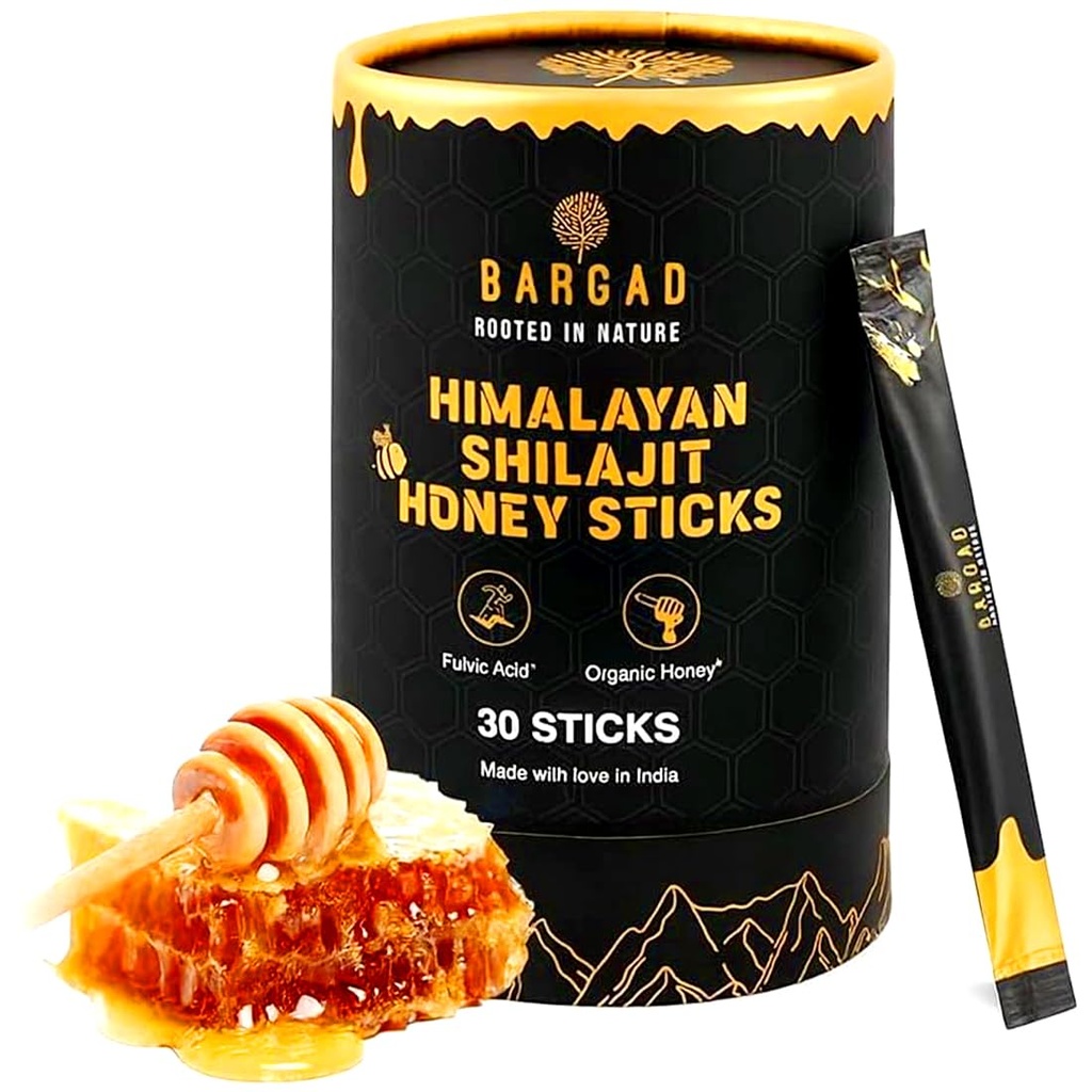 Pure Himalayan Shilajit Honey Sticks mit Saffron – 30 Count | 75%+ Fulvic Acid, 85+ Trace Minerals | Natürliche Energie und Immunität Booster | Einfache Single-Use Packets