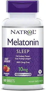 Natrol Melatonin sonno Massima resistenza sciogliere rapidamente il sapore di fragola 10 mg 60 compresse (Pack of 3)