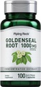 Piping Rock Goldenseal Wurzel Kapseln | 1000mg | 100 Pillen | Kräuterergänzung | Konzentrierter Extrakt | Non-GMO, Glutenfrei