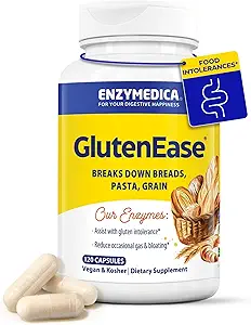 Enzymedica GlutenEase, enzymes digestives avancées pour les femmes et les hommes, formule d'action rapide pour le soulagement et la santé digestive, aide à briser le gluten et la caséine, 120 capsules