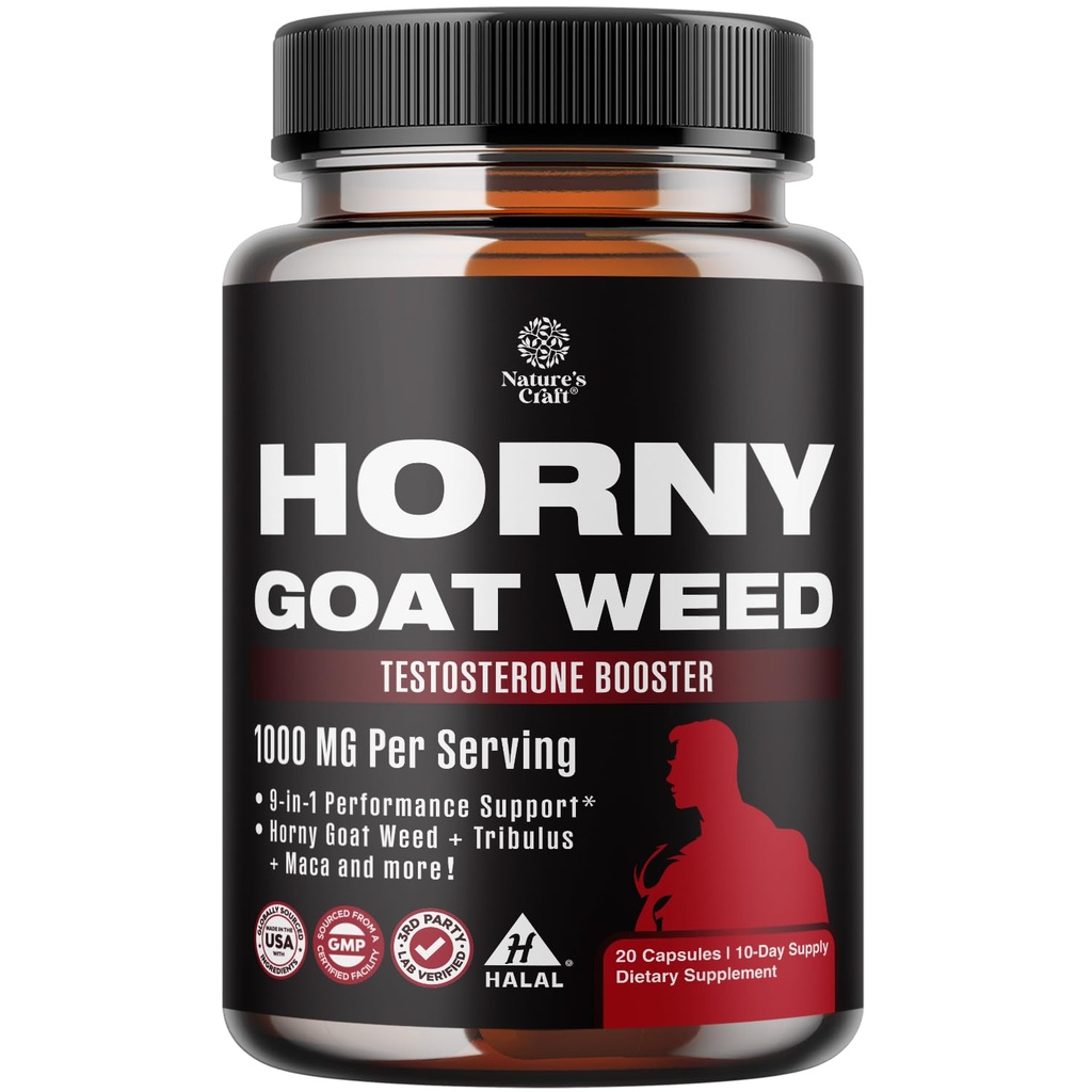 Arrapato Goat Weed per Male Enhancement - Extra resistenza Horny Goat Weed per gli uomini 1000mg per Serving Complex con Tongkat Ali Saw Palmetto estratto Panax Ginseng e Black Maca Root per Stamina & Energy