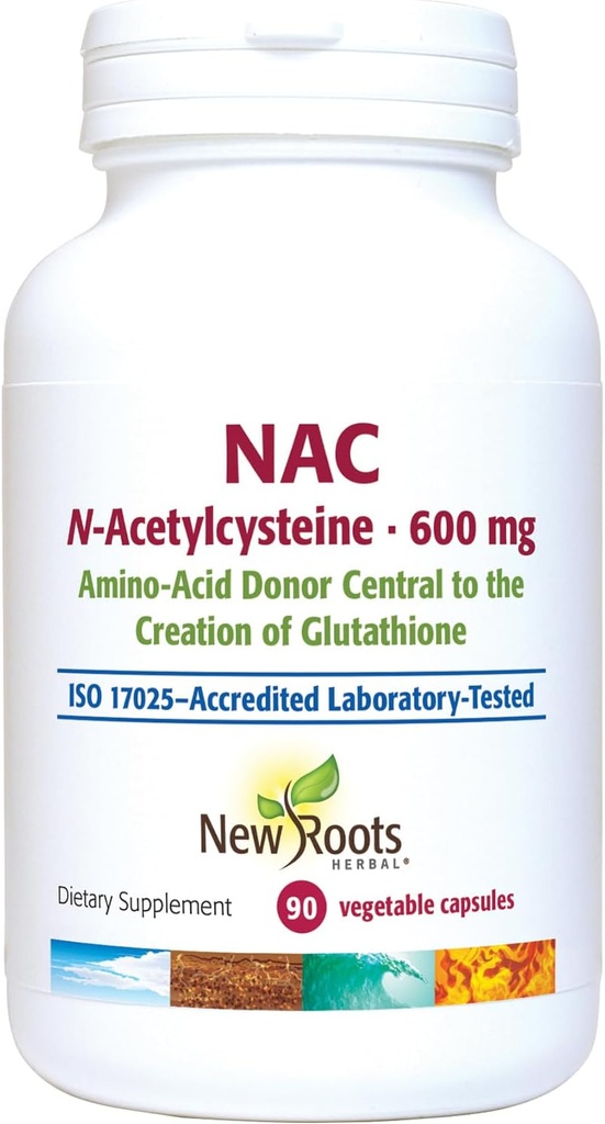 N-AcetylCysteine, NAC 600mg per Serving | Vegan, Non-GMO | Gluten Free (90 Capsule Vegetali) | New Roots Herbal