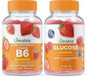 Vitamine vivante B6 + Glucose, Gummies Bundle - Grande dégustation, supplément de vitamine, sans gluten, sans OGM, à croquer