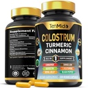 Colostrum Supplement - Formula 8in1 - Combina con Turmeric, Ceylon Cinnamon, Quercetin, Royal Jelly, Dandelion, L- Glutamina e Pepe Nero - Sostegno sanitario digestivo - 120 capsule
