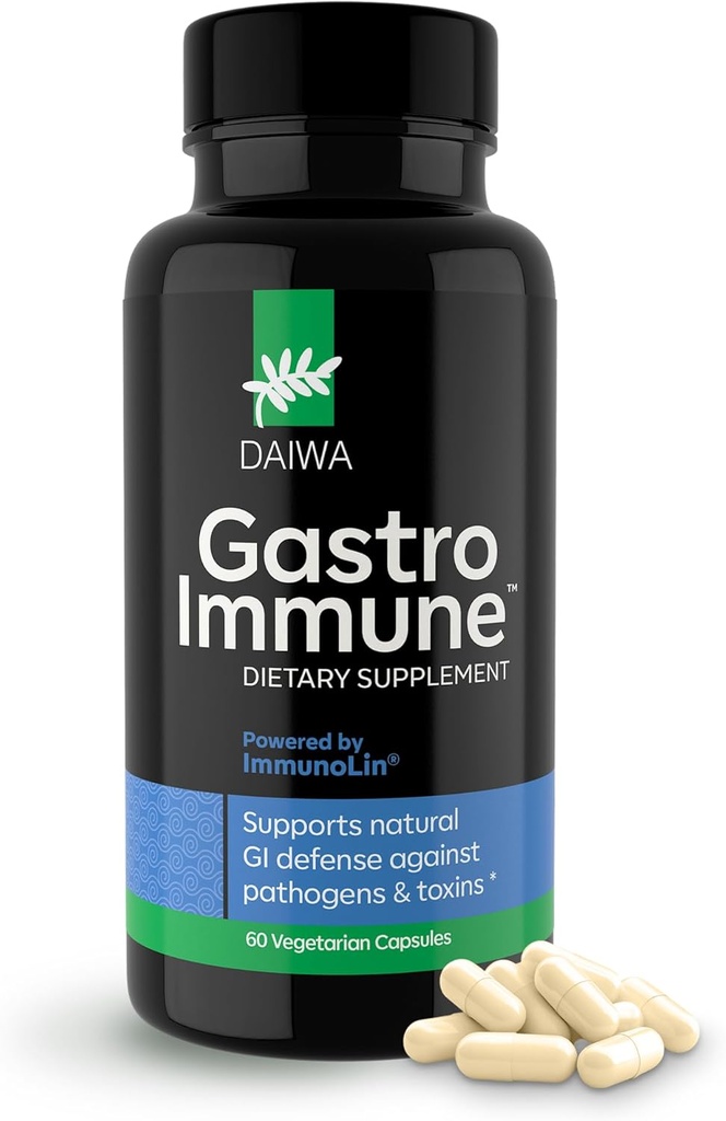 Daiwa GastroImmune - Gut Health and Immunity Supplement - Non OGM, Protein-Based Formula per il Benessere Digestivo – 60 Capsule