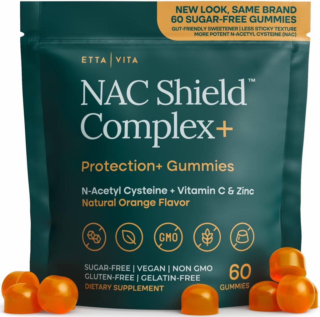 Gommies sans sucre NAC (complexe de soutien immunitaire) N-acétyle Cystéine, vitamine C et zinc - soutient la santé respiratoire, le foie détox & nettoyage, fonction rénale, supplément NAC pour les enfants et les adultes - végétalien