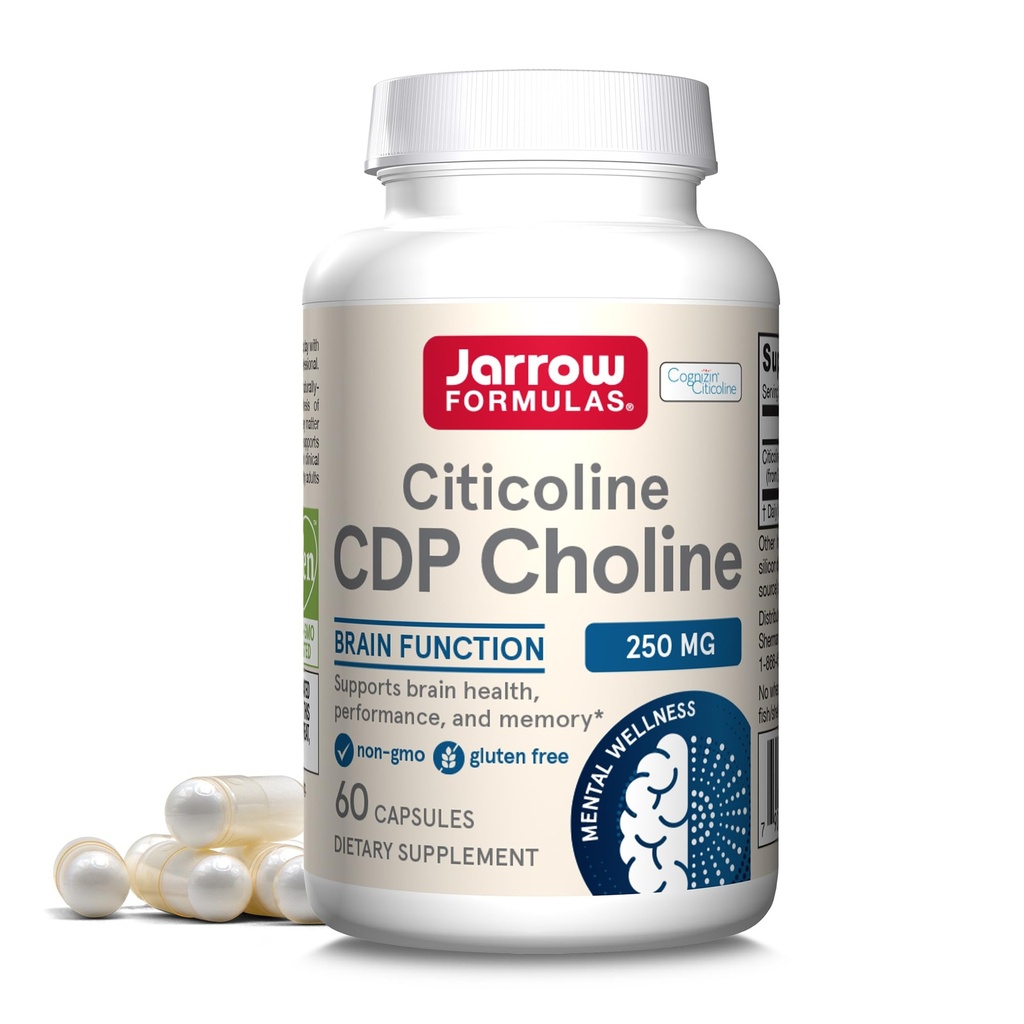 Jarrow Formulas - CDP Choline Capsules - 250 mg - 60 Count - Citicoline CDP Choline Supplement - Für Memory & Brain Health unterstützt Phosphatidylcholin Synthesis - Non-GMO - Glutenfrei