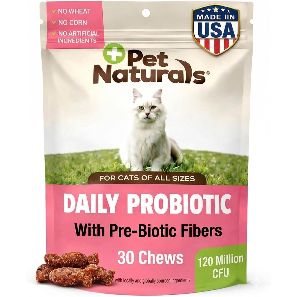 Probiotici giornalieri per gatti, 30 Chews - Supplemento di supporto digestivo e immunitario per gatti