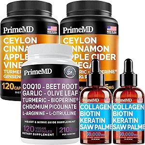 Liquid Collagen Biotin (2pk), Ceylon Cinnamon (2pk), e Ossido Nitrico (1pk) Supplemento Bundle - Potenti vitamine per capelli, pelle, unghie, cuore, Metabolismo, & supporto lipidico - Non-GMO, Vegan, senza glutine