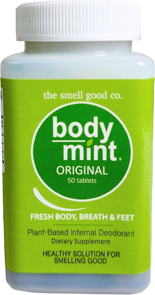 Body Mint Originale | Chlorophyll Deodorizing Supplemento per la freschezza corporea completa | Deodorante interno a base vegetale privo di alluminio | Bracciole fresche, Respira, Corpo & Piedi | 50 schede