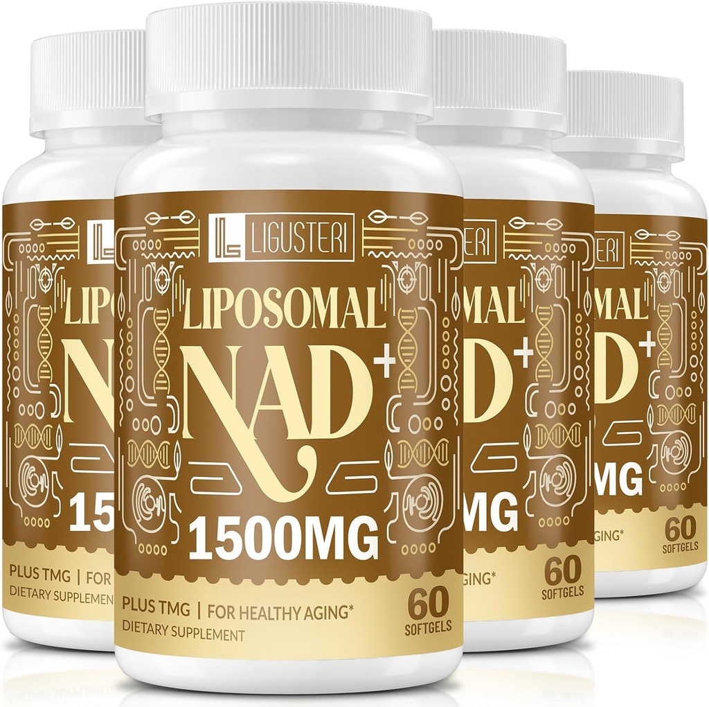 1500 MG Liposomal NAD+, 98%+ Assorbimento, NAD+ Supplemento per le donne e gli uomini con TMG, per la difesa dell'invecchiamento, l'energia cellulare, la funzione di cuore e cervello, la longevità, 240 Softgels