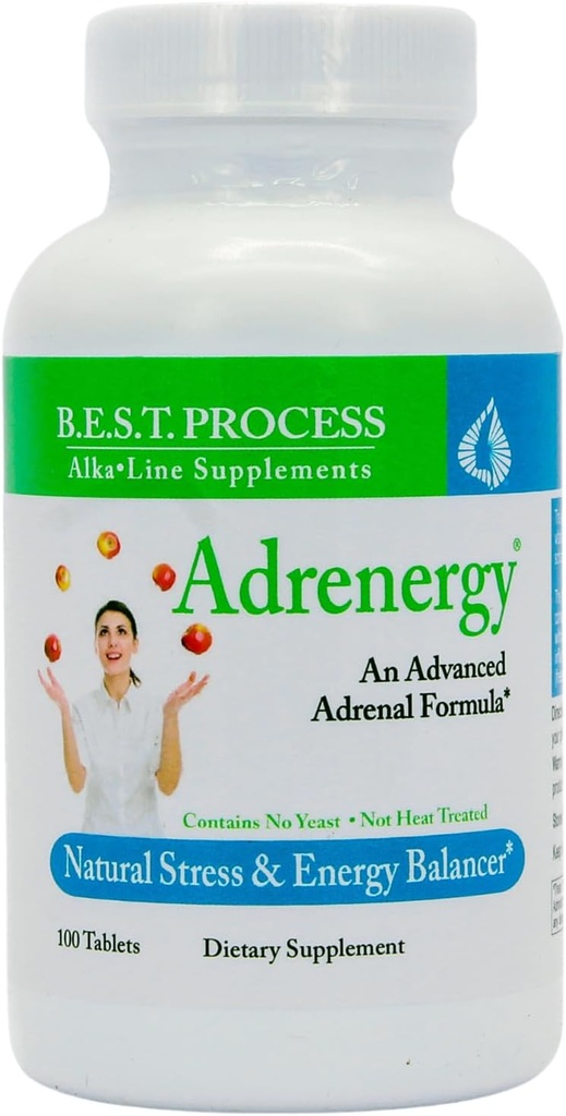 Adrenergy (3 Pack) Best Process Alkaline — Natürliche Adrenalunterstützung mit Adrenal Gland Extract, Adaptogene, Vitamine & Minerals