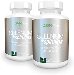 Boost Concentration, mémoire et énergie avec Sélénium Premium + Spiruline - Supplément Antioxydant Premium pour la fonction cérébrale - 120 jours d'approvisionnement (120 capsules) - (2-pack)