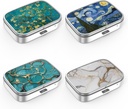 Boîte à pilules 2 Compartiment petit cas de pilule,portable pour la poche ou la pilule de chasse Organisateur Porte-conteneur de pilules pour tenir les vitamines, médicaments, huile de poisson et suppléments(4PCS)