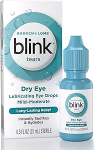 BLINK Tears Lubrificante Collirio Gocce, idratante e lenitivo per gli occhi asciutti da lievi a moderati, con Hyaluronate, riduce Discomfort, Idratazione a lunga durata, Soothes & Moisturizes, 0.5 Fl Oz