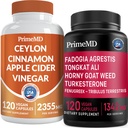 Ceylon Cinnamon (1pk) e Fadogia Tongkat Ali (1pk) Supplemento Bundle - Potenti vitamine per cuore, energia, muscolo, testosterone e supporto immunitario - Non-GMO, Vegan, senza glutine