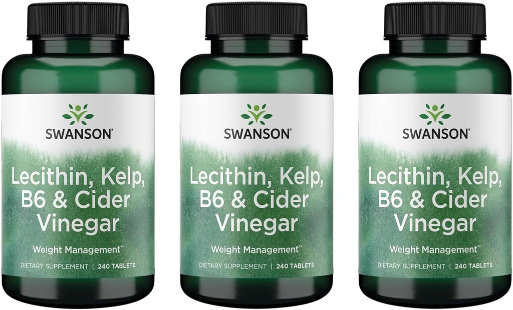 Swanson Lecithin Kelp B-6 & Sider Aceto 240 Tab (3 Confezione)