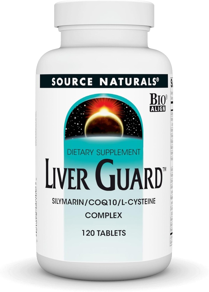 Sorgente Naturals Liver Guard, con Silymarin, CoQ10, L-Cysteine Complex, per la funzione sana del fegato* - 120 compresse