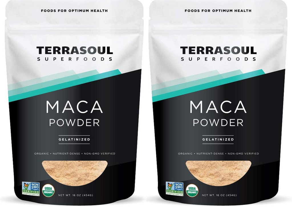 Terrasoul Superfoods Organic Gelatinized Maca Powder, 2 Lbs - Premium Quality | Raccomandazioni d'uso: Supporti aumentati Stamina & Energy | Gelatinized per una facile digestione