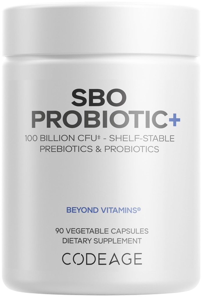 Codeage SBO Probiotics, 100 miliardi di CFU Per Serving, Multi Strain Soil Based Atto Blend e Organic Fermented Botanical Blend, Shelf-Stable, 90 Capsule
