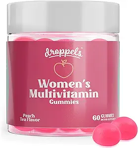 Gocce Donna Multivitaminici Gummies con acido folico, vitamine A, D, C, E, K, B6, B12, Biotin & More | Vegan, Non-GMO & Pectin-Based Vitamine giornaliere per le donne | Peach Tea Flavor, 60 Conte