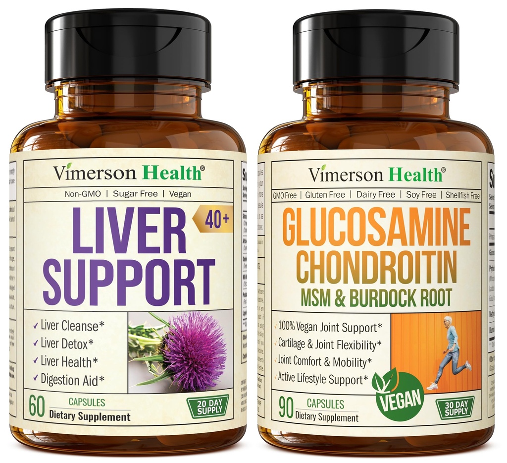 Leberreiniger Detox & Reparieren Milchdistle Supplement & Vegan Glucosamin Chondroitin MSM Joint Support Supplement