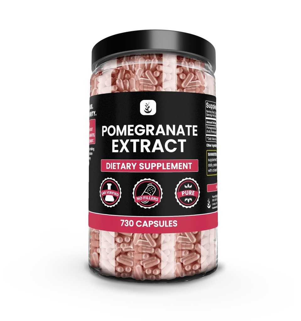 Ingrédients originaux purs Extrait de grenade (730 Capsules) Pas de Magnésium ou de Rice Fillers, Toujours Pure, Verified Lab