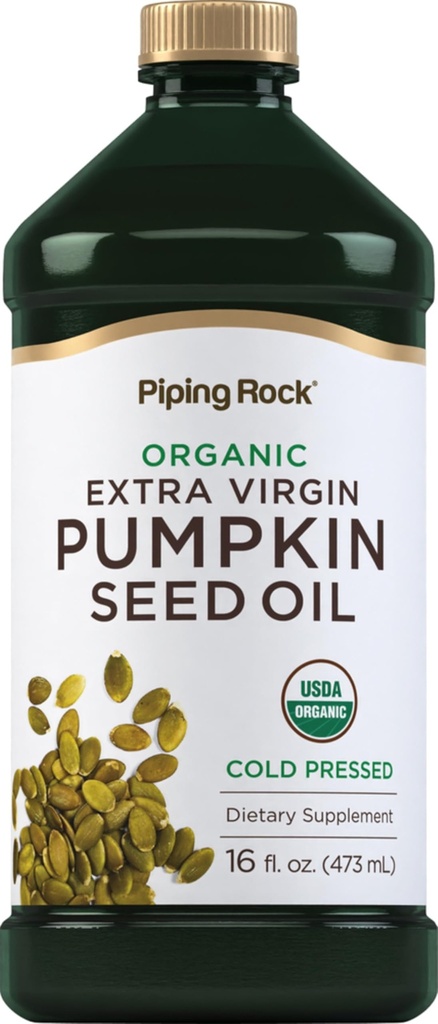 Piping Rock Kürbis Seed Öl Bio kalt gepresst | 16 Fl Oz | Extra Virgin, Non-GMO, Glutenfreie Ergänzung