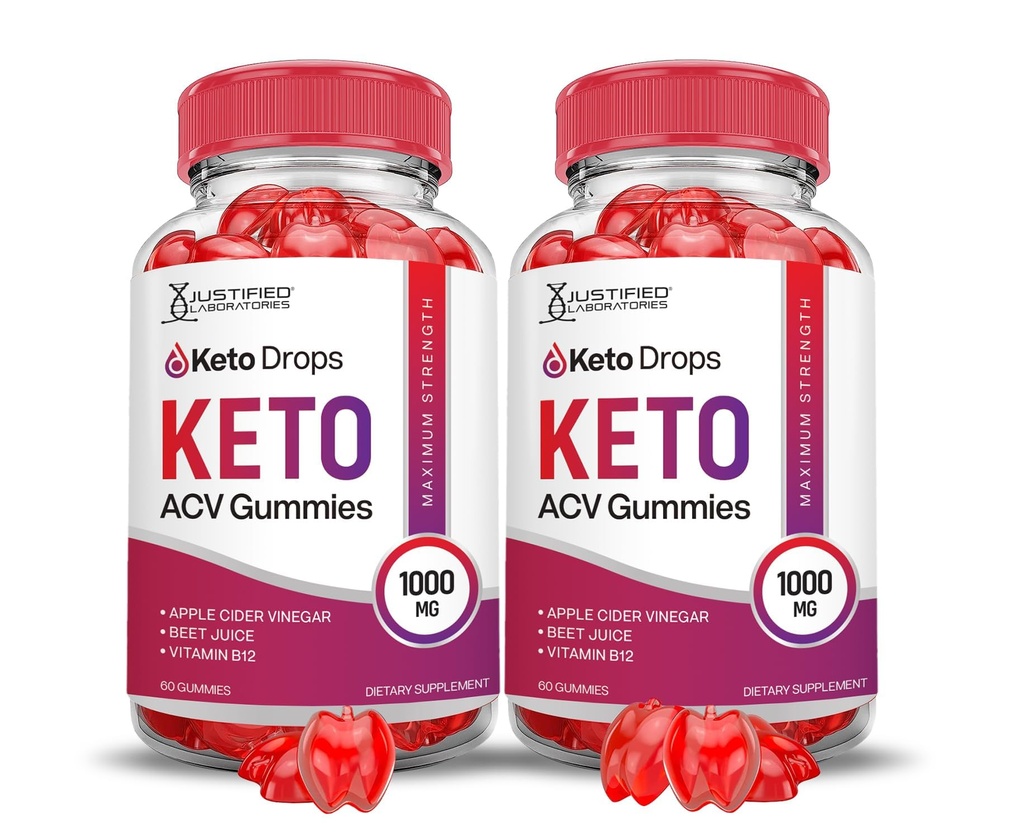 Justified Laboratories (2 Pack Keto Drops Keto ACV Gummies Advanced Formula 1000MG Formuliert mit Granatapfel Rübensaft Pulver B12 Vegan Non GMO 120 Gummys