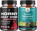 Ensemble d'herbe de chèvre horny pour les hommes - Supplément mâle de force supplémentaire pour l'endurance et l'énergie et le foie nettoyer la désintoxication et la réparation - Chardon de lait silymarin avec racine de dandelion Choline Beetroot Articoke Extrait