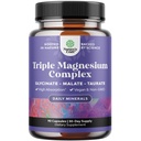 Supplemento Triple Magnesium Complex Elemental - Alto assorbimento Magnesio Taurate e Glycinate Plus Miscela Malate per Sonno Muscolare Bone Mood e Altro - Non OGM Vegan 90CT