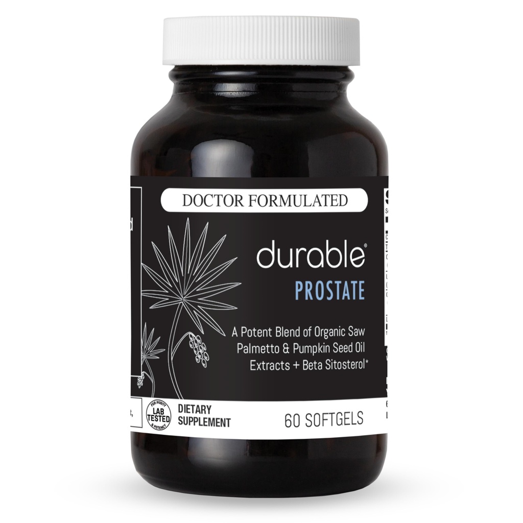Durable Prostate – Organic USPlus Saw Palmetto + Beta-Sitosterol – Unterstützt die Prostata Gesundheit, Blase Funktion & Flow– Doctor-Formuliert, Made in USA – 30 Day Supply (60 Softgels)