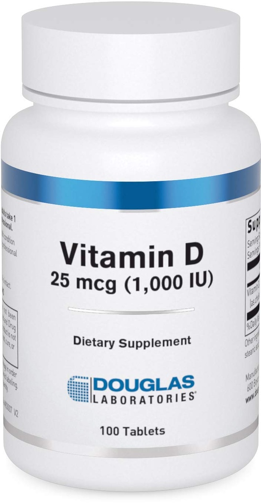 Douglas Laboratories Vitamin D 25 mcg (1,000 IU) - D3 Vitamin - For Immune Support, Bone Health & Tooth Health* - D Vitamin as Cholecalciferol - 100 Tablets