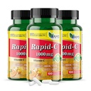 America Medic & Science Rapid-C 1000mg supplément de vitamine C (3 Pack de 100 comprimés) Booster d'énergie, support quotidien du système immunitaire, antioxydant.
