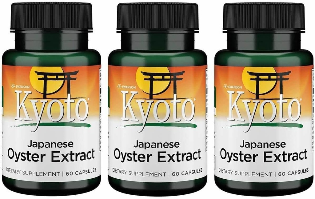 Swanson Kyoto Japanese Oyster Extract - Integratore Naturale Promuovere Drive & Wellness per Uomini & Donne - (500 Milligrammi 60 capsule) (3 Confezione)